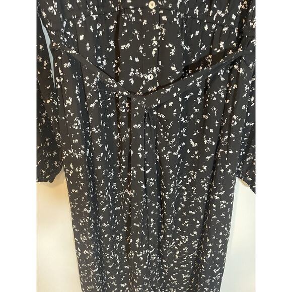 A Pea In The Pod Medium Maternity Floral Maxi Dress Black Button Front Belted - Picture 3 of 8